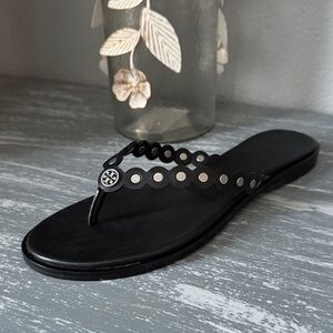 Tory Burch Black Scalloped Sandals
